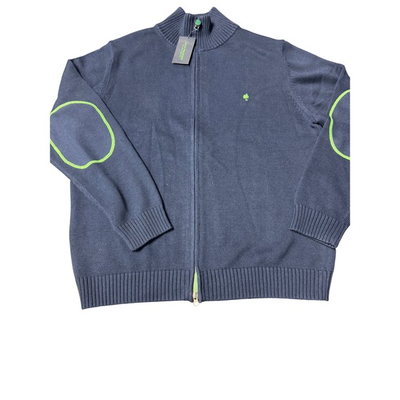 Lilly Pulitzer Wells Sweater Mens XL Navy Full Zip Elbow Patches  NWT #69046 - Picture 3 of 16